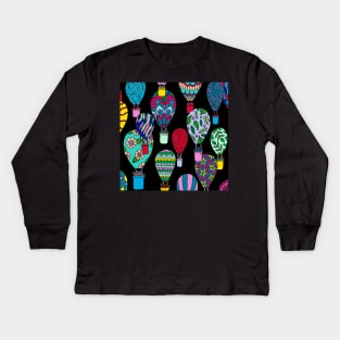 Hot Air Balloons Black Palette Kids Long Sleeve T-Shirt